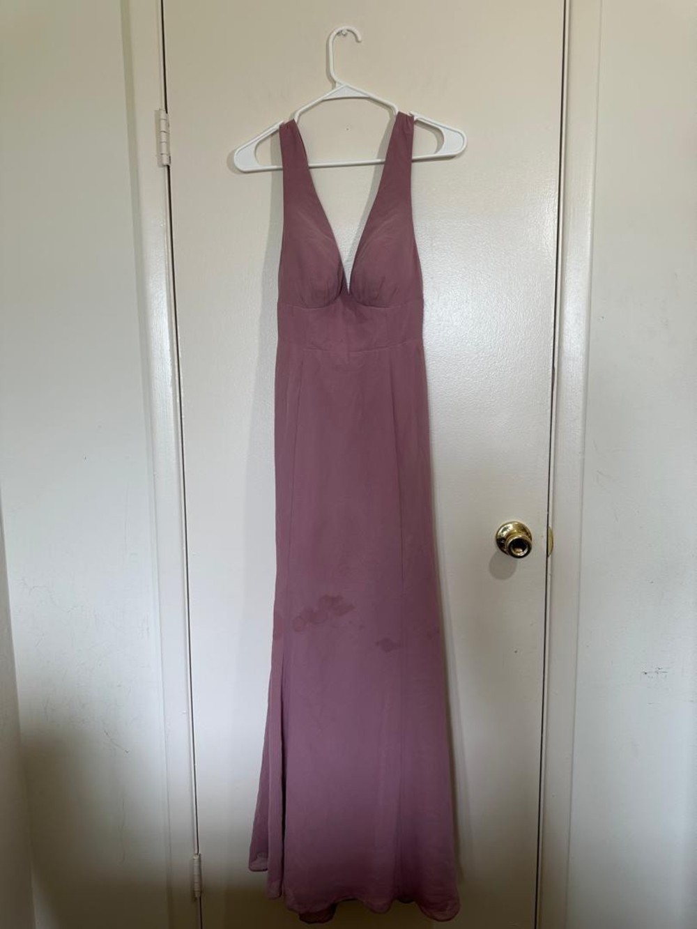 Azazie Mauve Backless Tie-Back A-Line Gown • Size XS - Picture 12 of 12